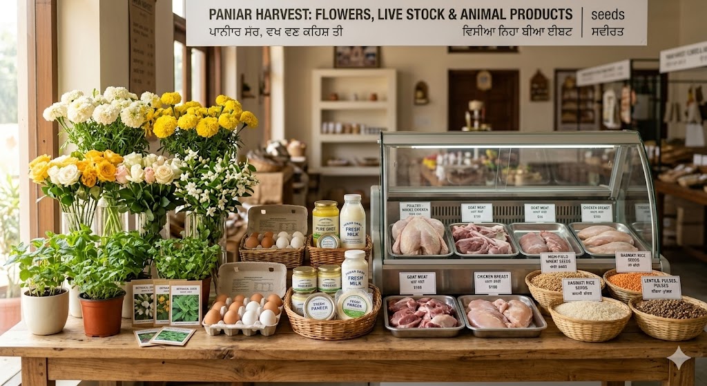 Flowers Plants & products Live Stock Poultry Meat & Animal products